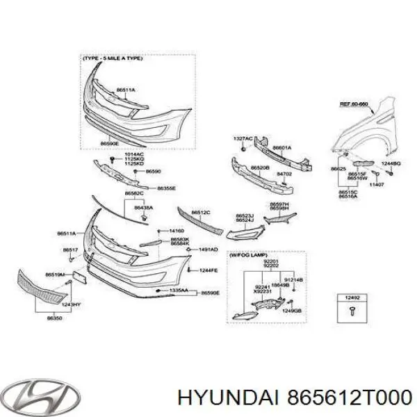865612T000 Hyundai/Kia решітка переднього бампера