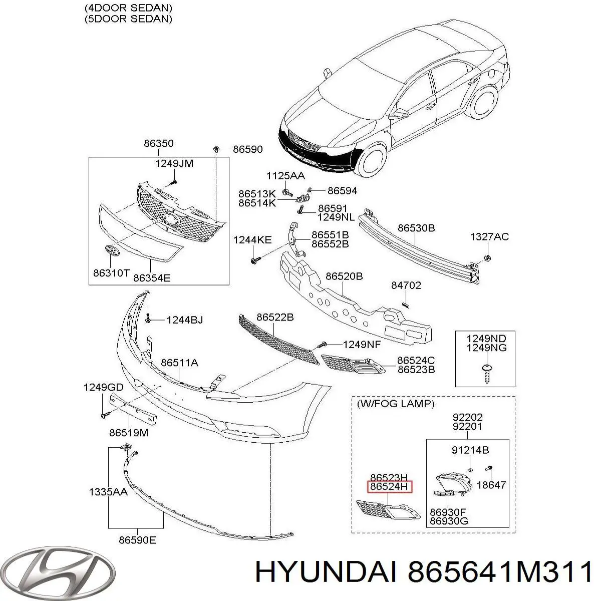 Купити 865641M311 Hyundai/Kia Обід (окантовка) фари противотуманної, правої