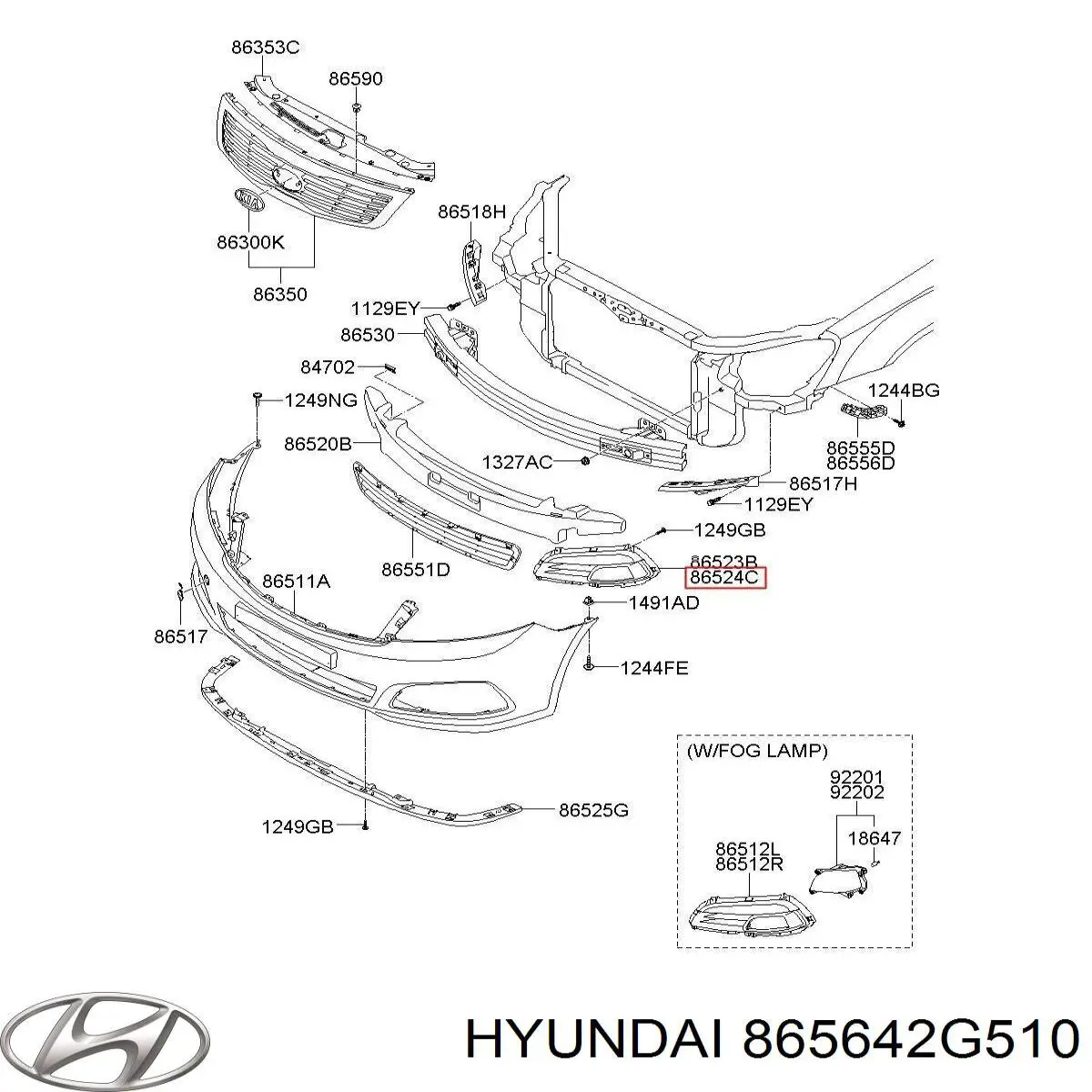 Заглушка протитуманки передньої правої Hyundai/Kia 865642G510 ціна, від 12.12 USD