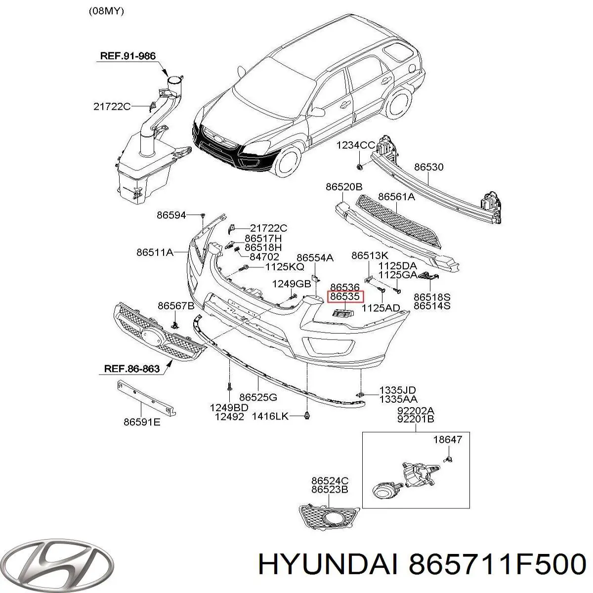 Кронштейн бампера переднього, лівий Hyundai/Kia 865711F500 ціна, від  USD