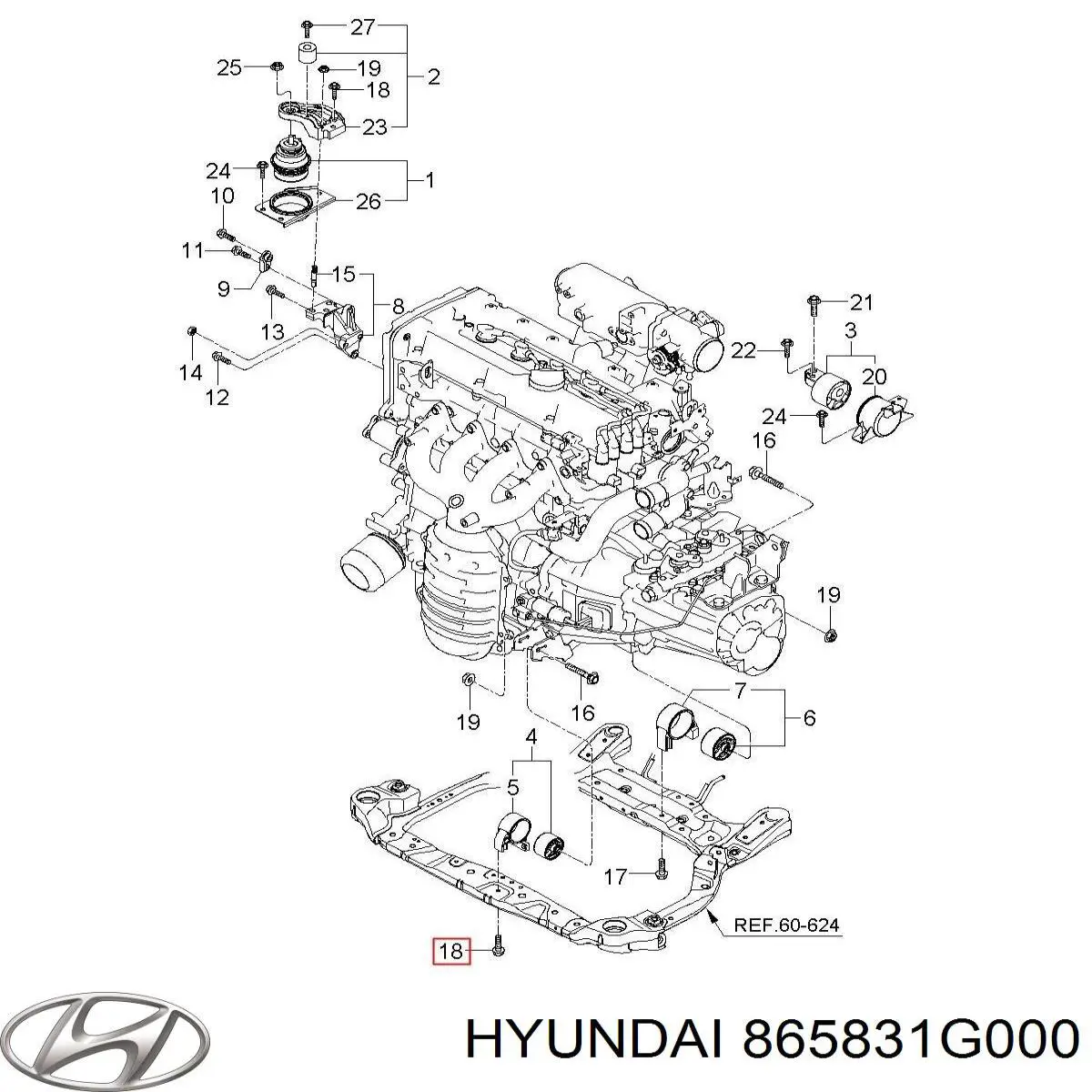 865831G000 Hyundai/Kia Кронштейн підсилювача переднього бампера