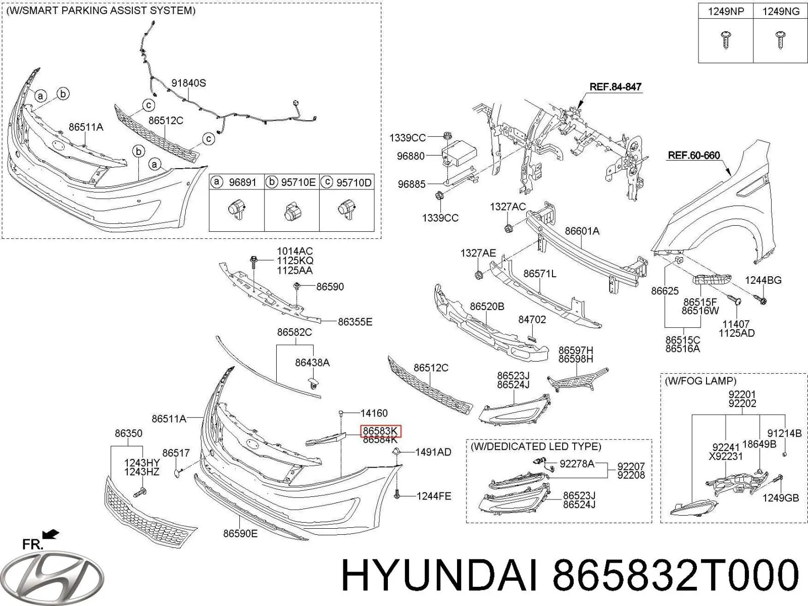 865832T000 Hyundai/Kia кронштейн бампера переднього, лівий