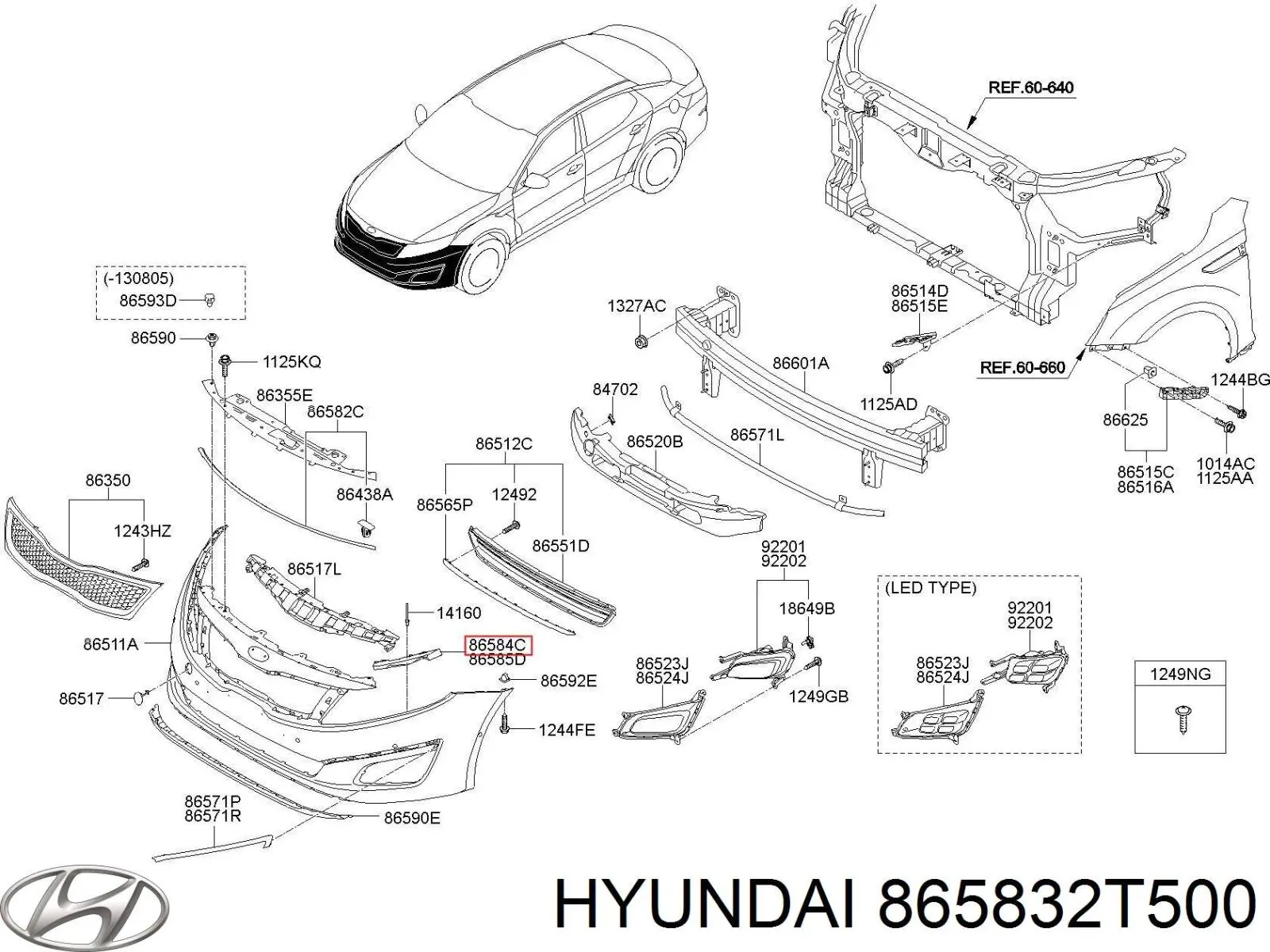 865832T500 Hyundai/Kia кронштейн бампера переднього, лівий