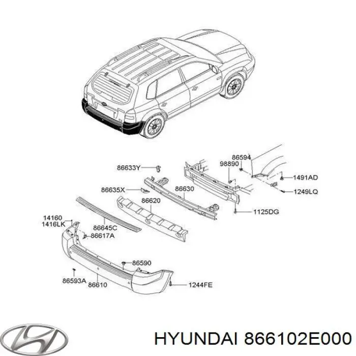 Купити 866102E000 Hyundai/Kia Задній бампер