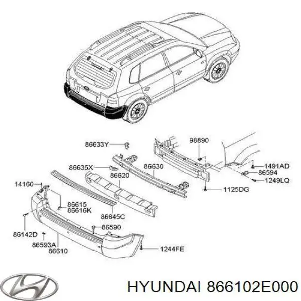 866102E000 Hyundai/Kia бампер задній