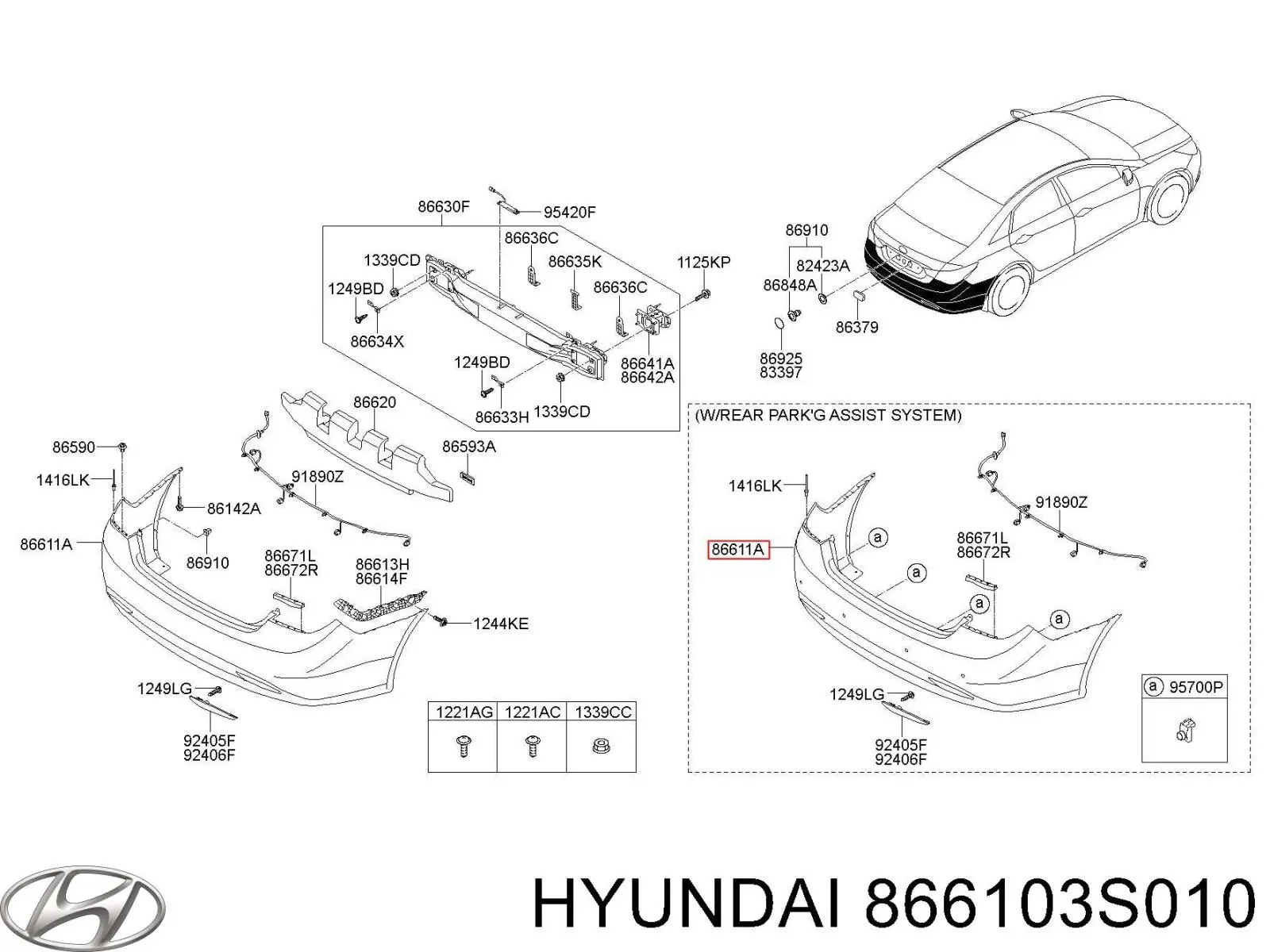 Купити 866103S010 Hyundai/Kia Задній бампер