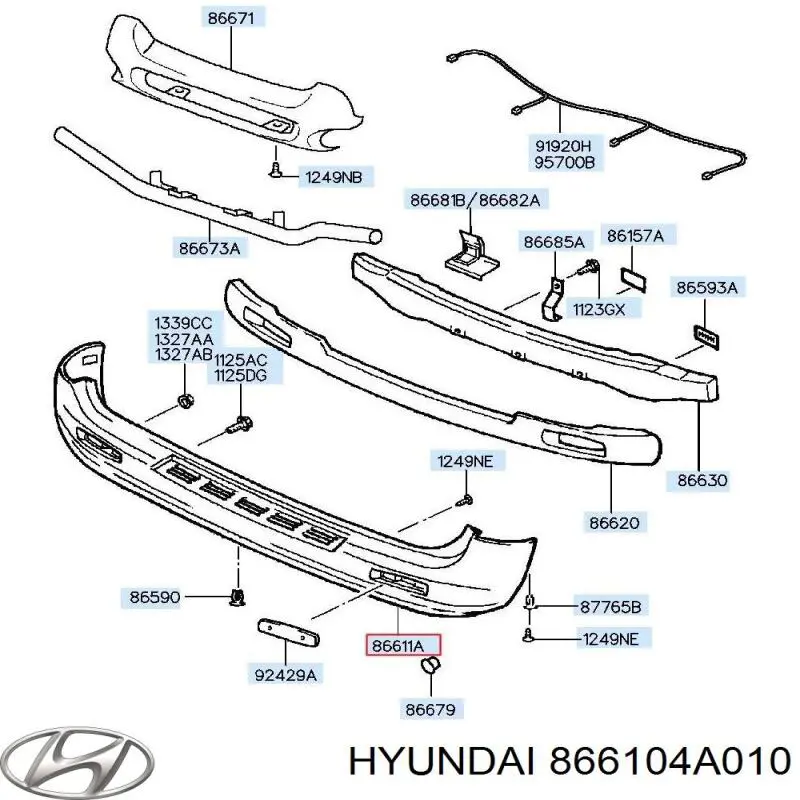 866104A010 Hyundai/Kia Буфер (бампер) задній