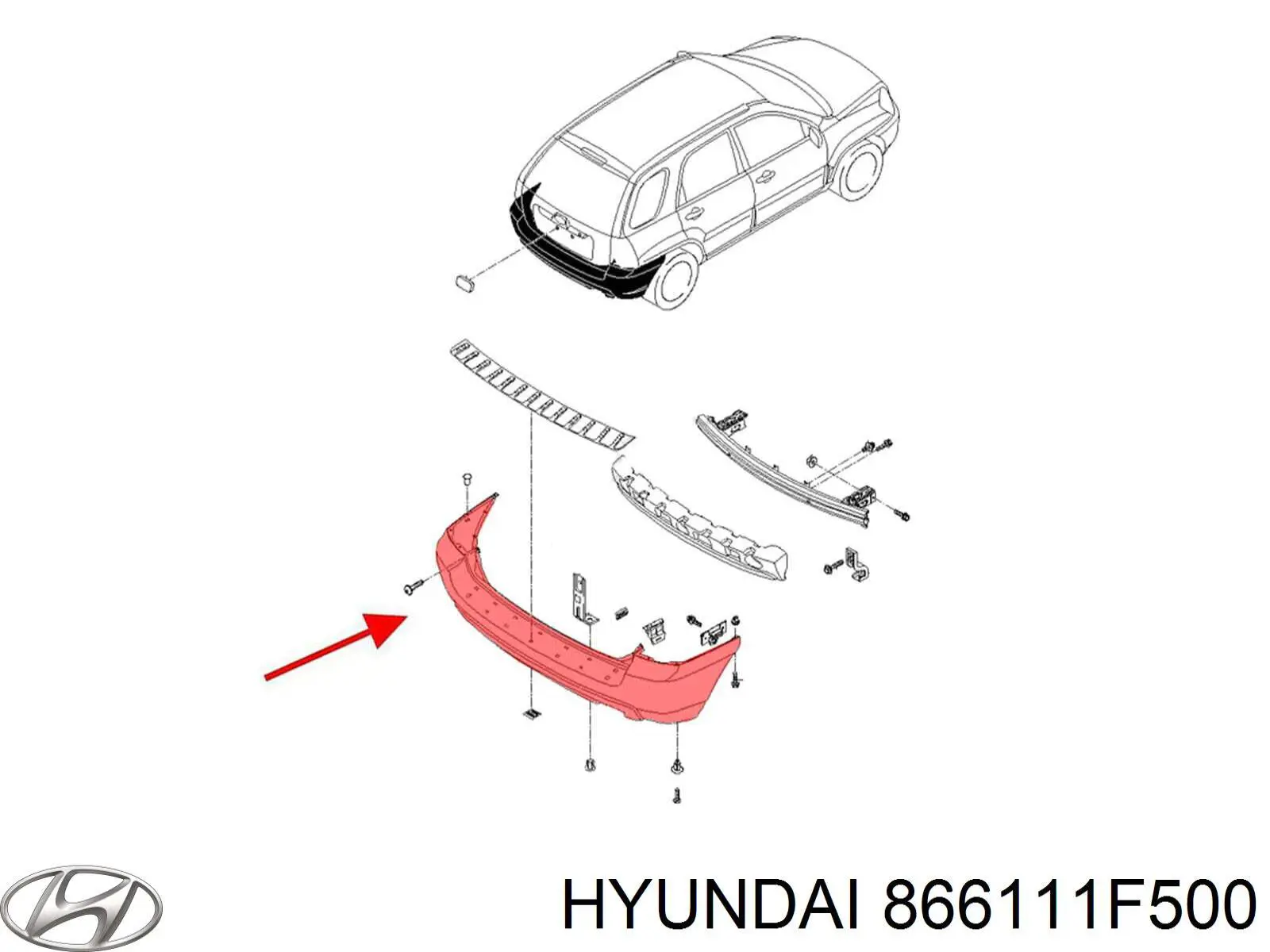 866111F500 Hyundai/Kia Буфер (бампер) задній