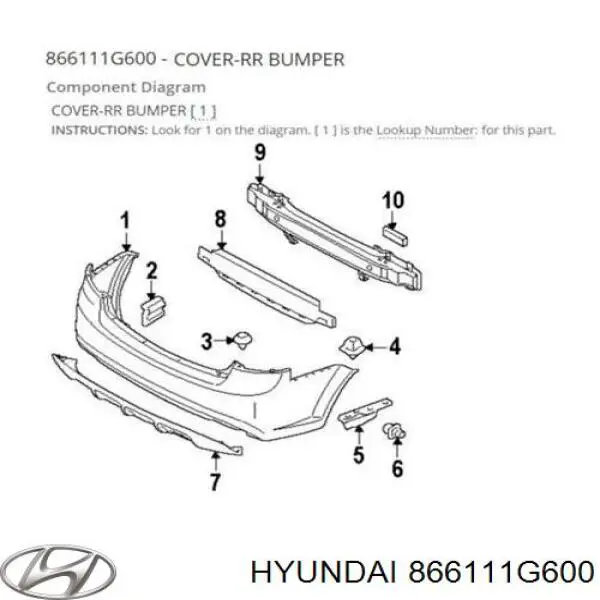 Купити 866111G600 Hyundai/Kia Задній бампер