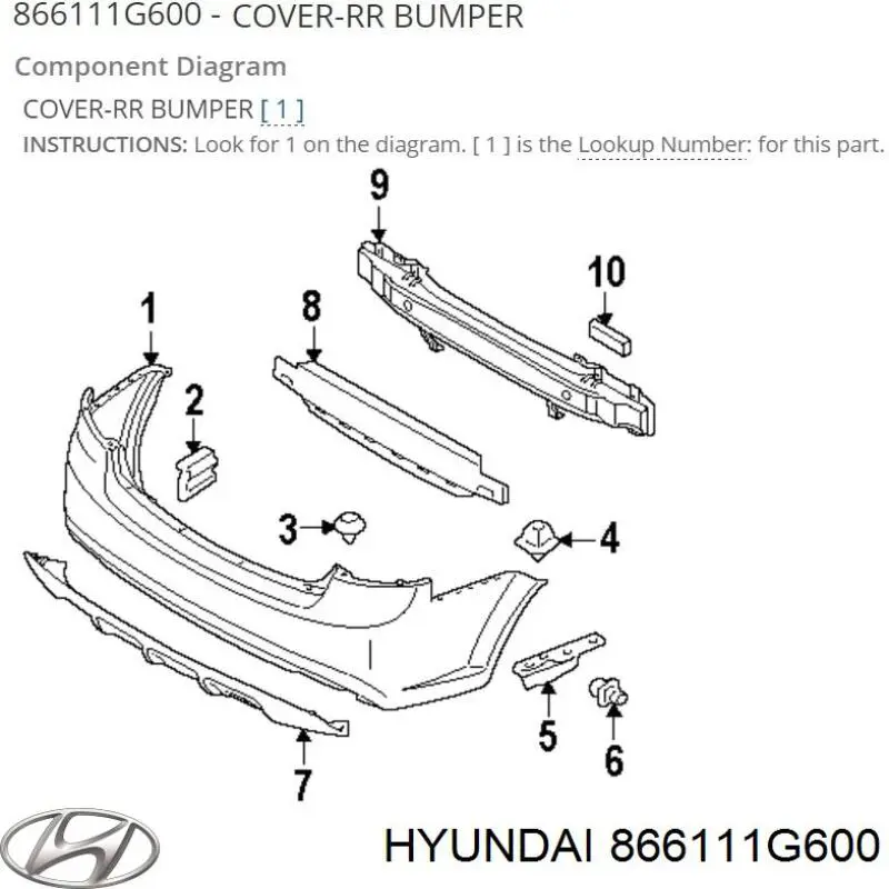 Бампер задній 866111G600 Hyundai/Kia