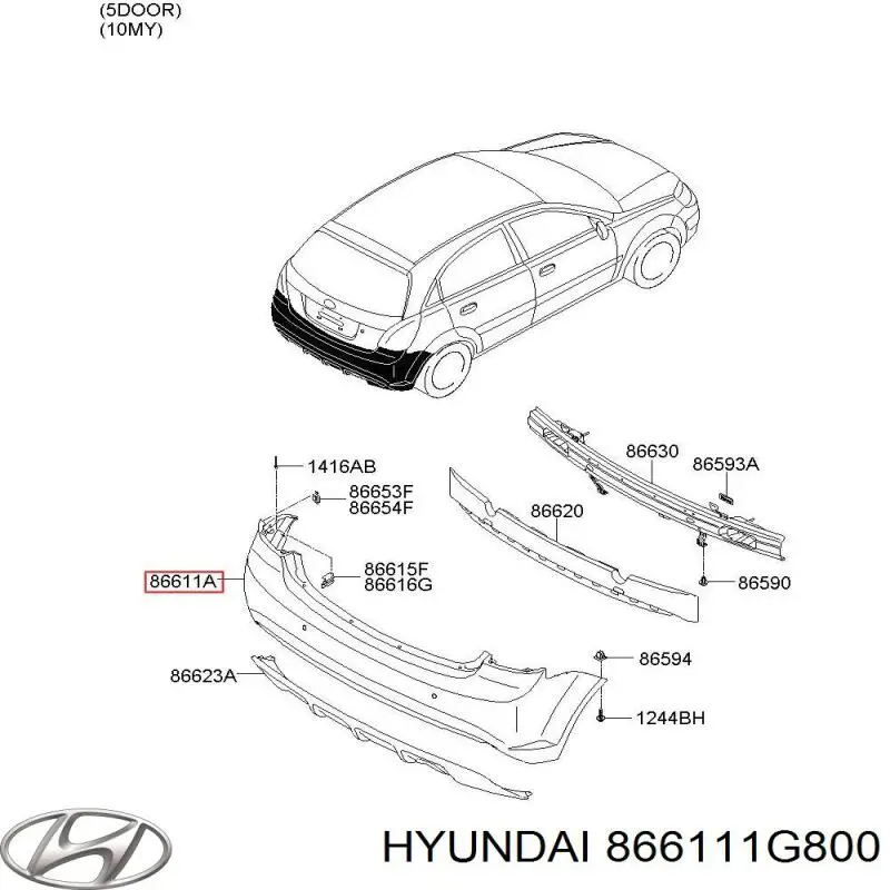 Кожух бампера заднього Hyundai/Kia 866111G800 ціна, від  USD