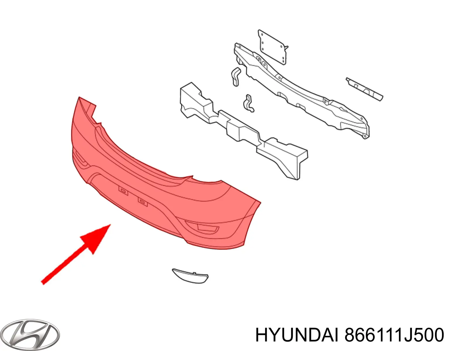 Кожух бампера заднього Hyundai/Kia 866111J500 ціна, від 159.92 USD