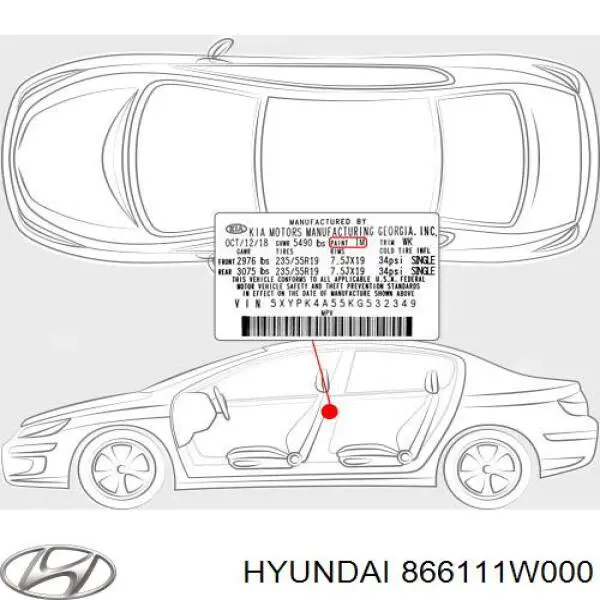 Задній бампер 866111W000 Hyundai/Kia