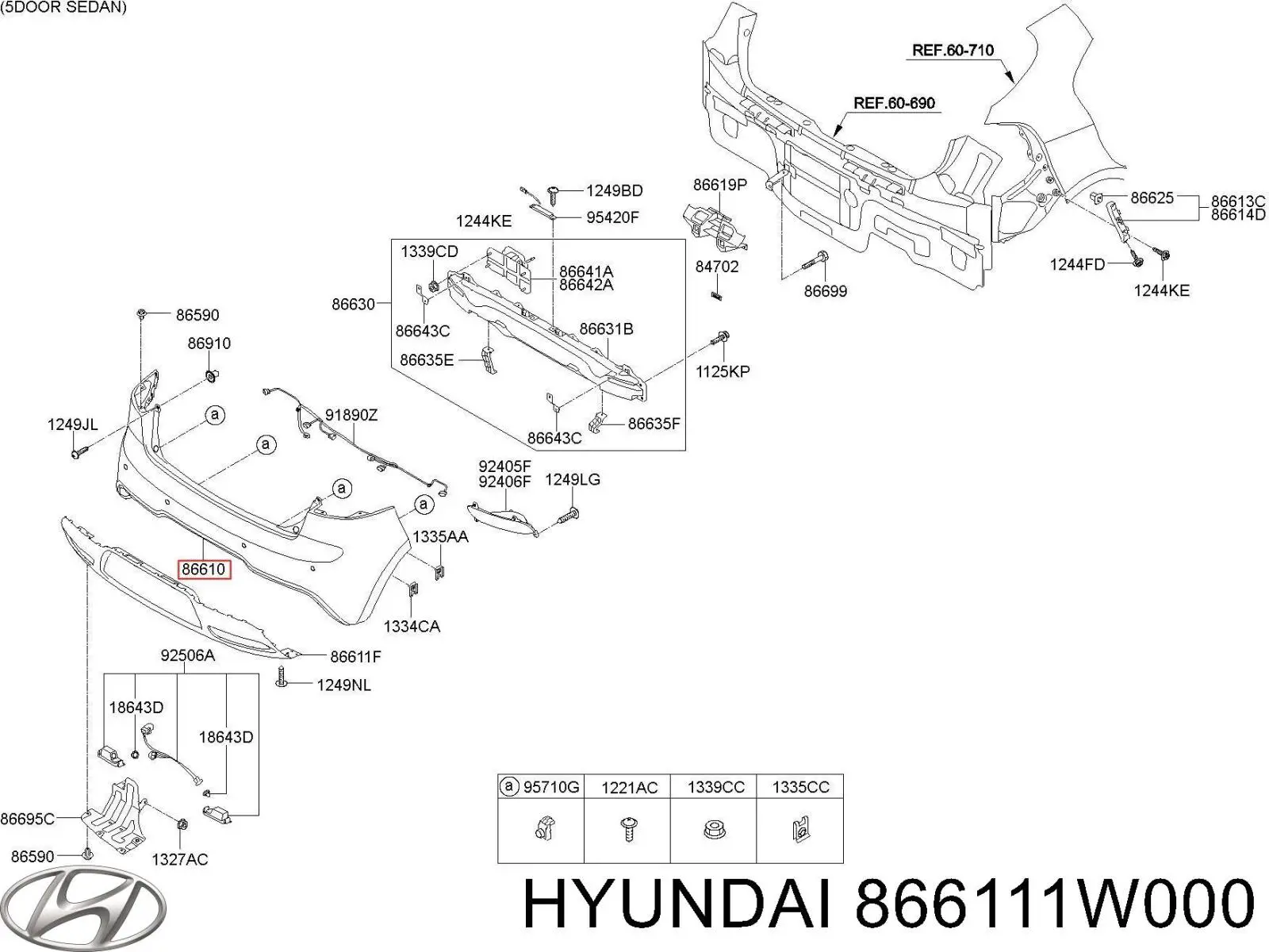 866111W000 Hyundai/Kia Буфер (бампер) задній