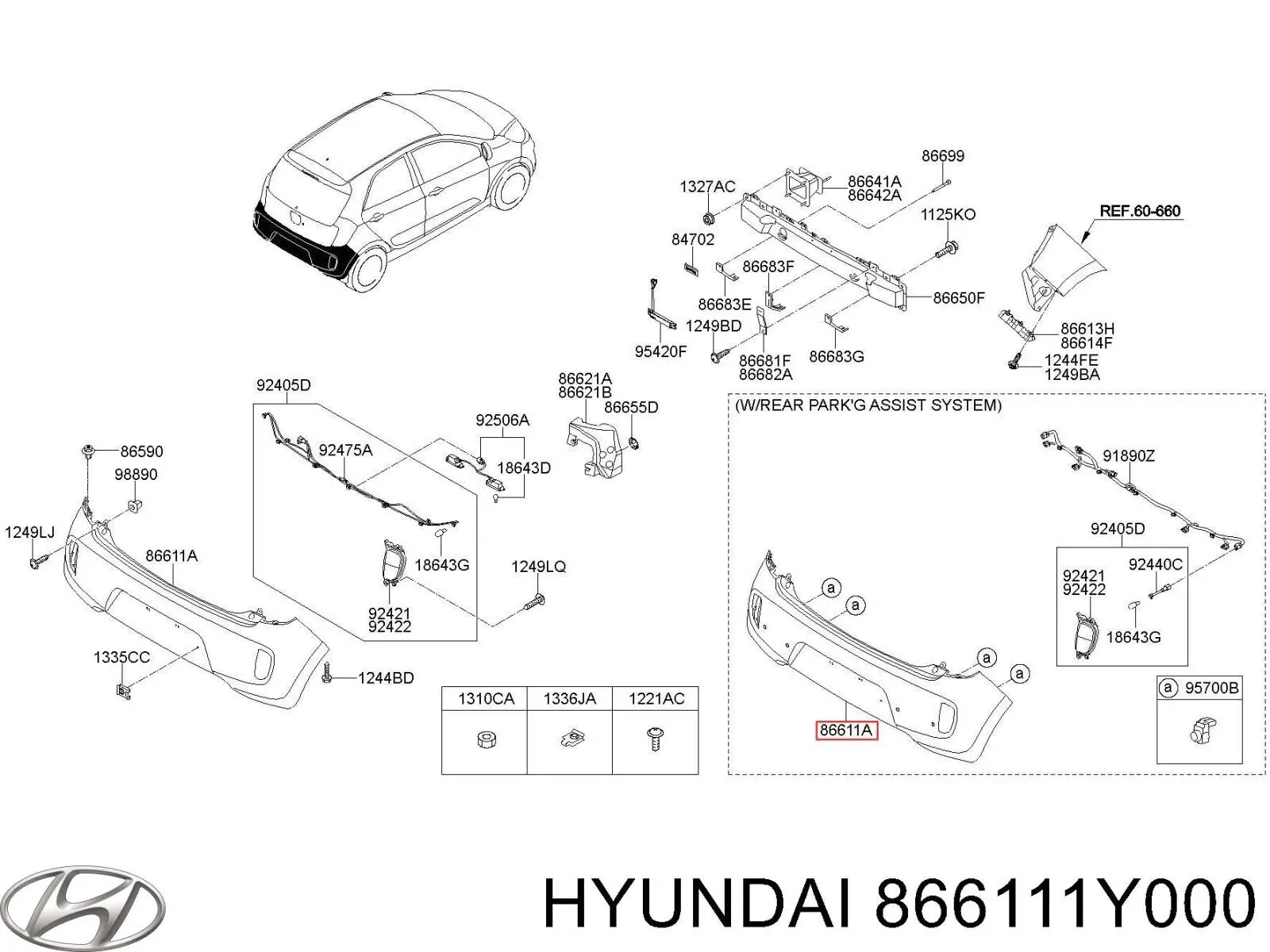 866111Y030 Hyundai/Kia Буфер (бампер) задній