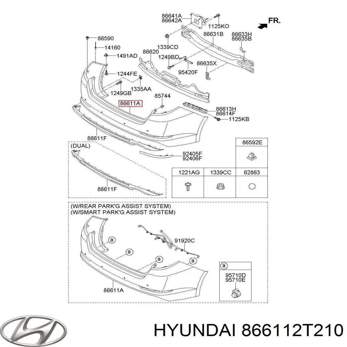 866502T210 Hyundai/Kia Буфер (бампер) задній