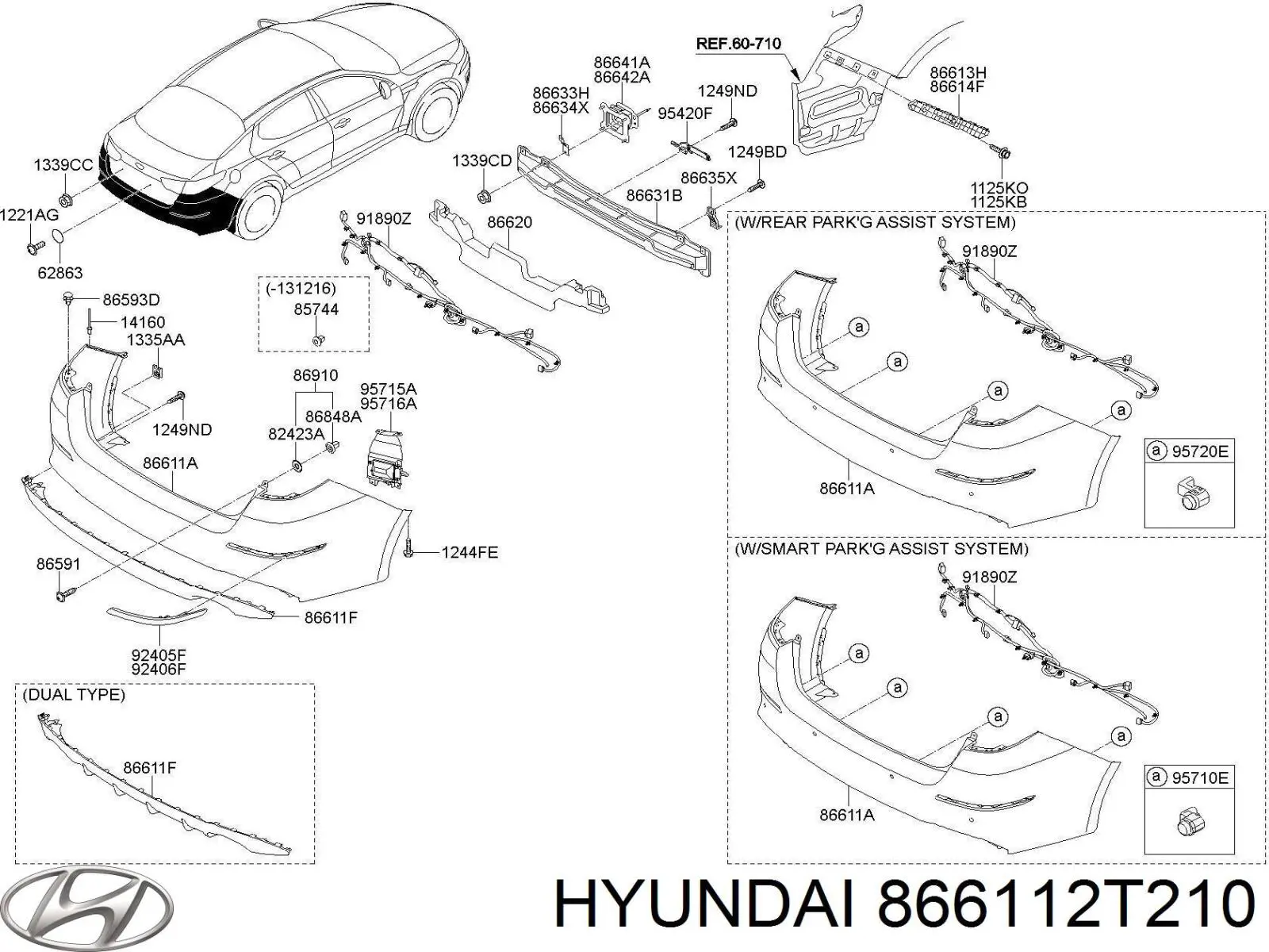 Бампер задній 866112T210 Hyundai/Kia