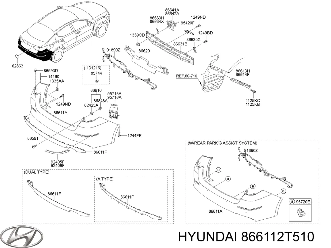 866112T510 Hyundai/Kia бампер задній