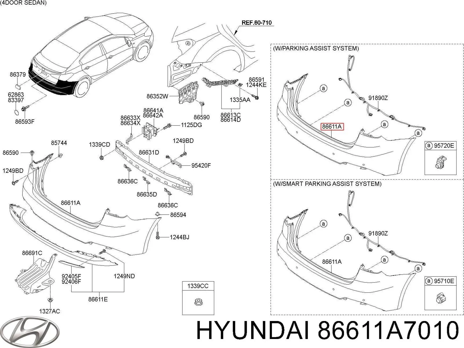 86611A7010 Hyundai/Kia Буфер (бампер) задній