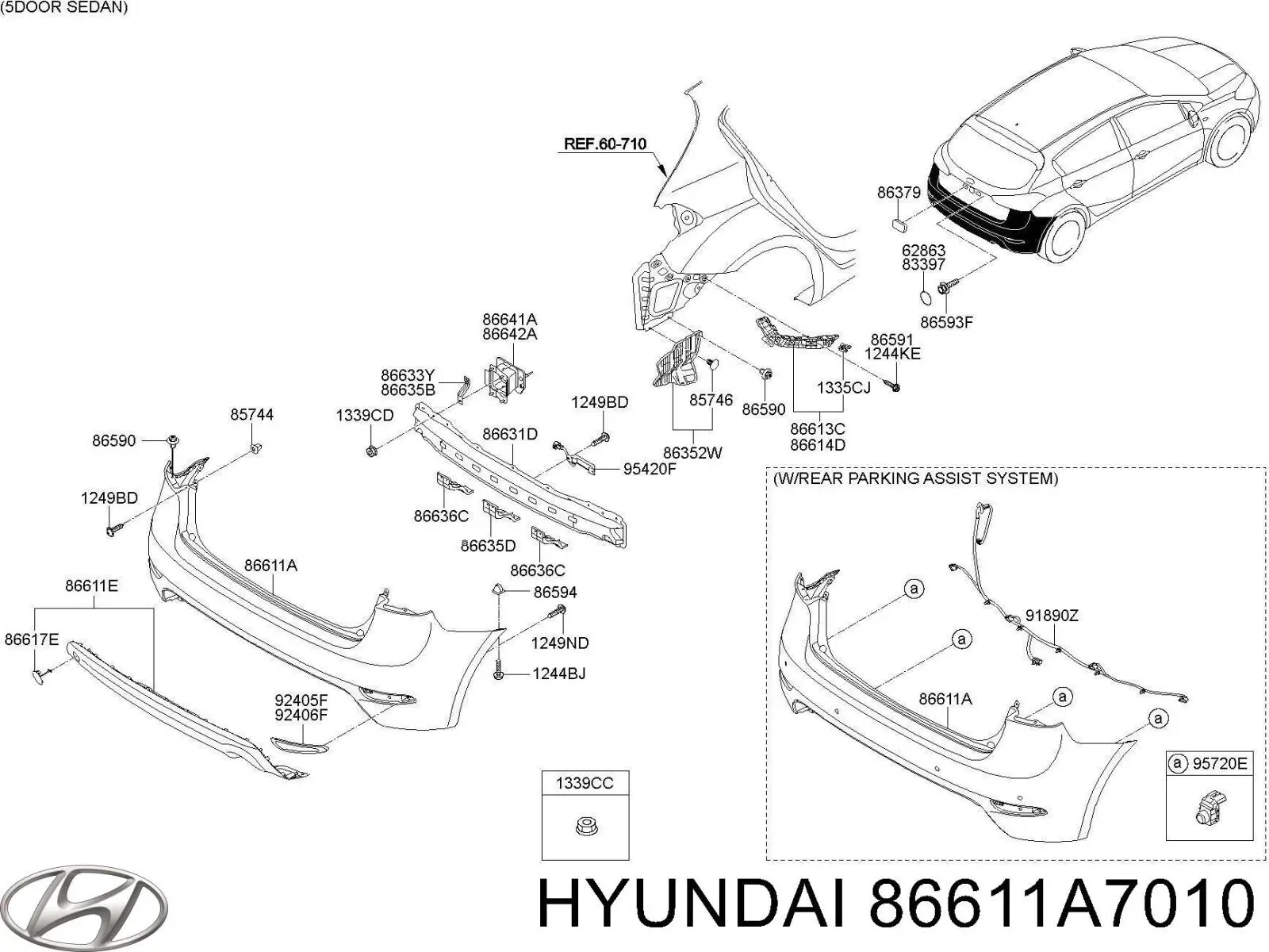 Задній бампер 86611A7010 Hyundai/Kia