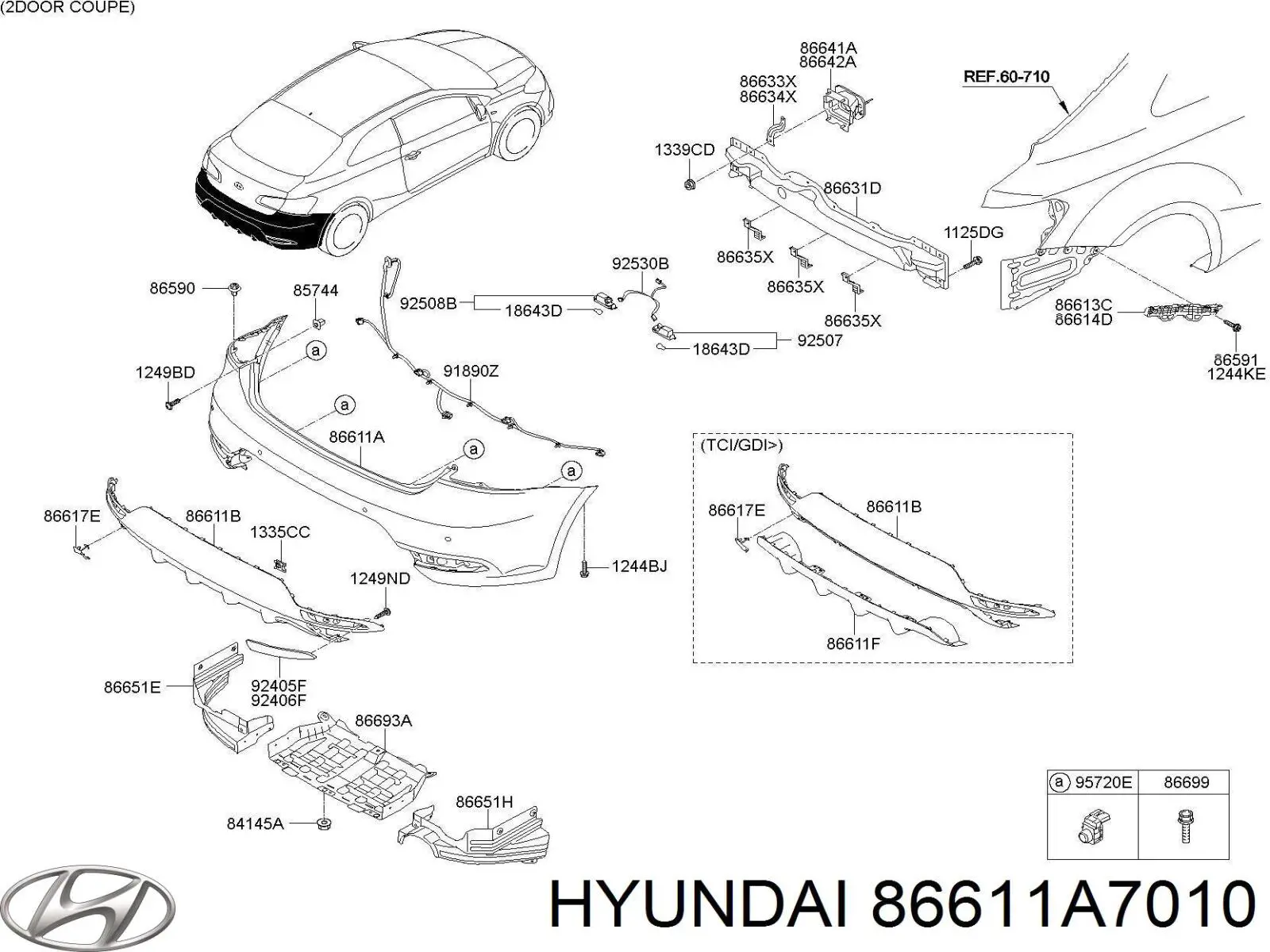 Кожух бампера заднього Hyundai/Kia 86611A7010 ціна, від 90.76 USD