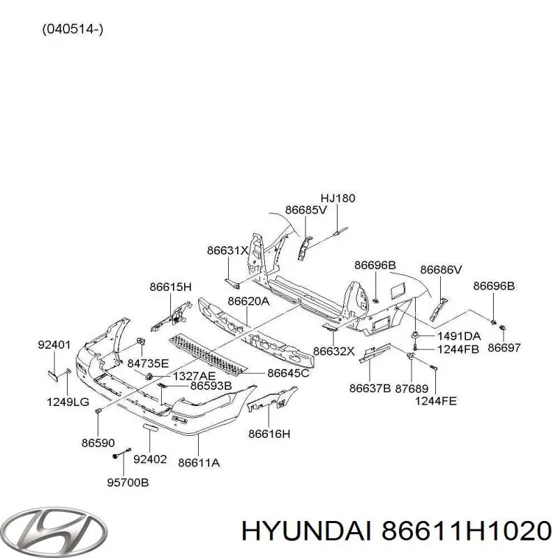 86610H1020 Hyundai/Kia бампер задній