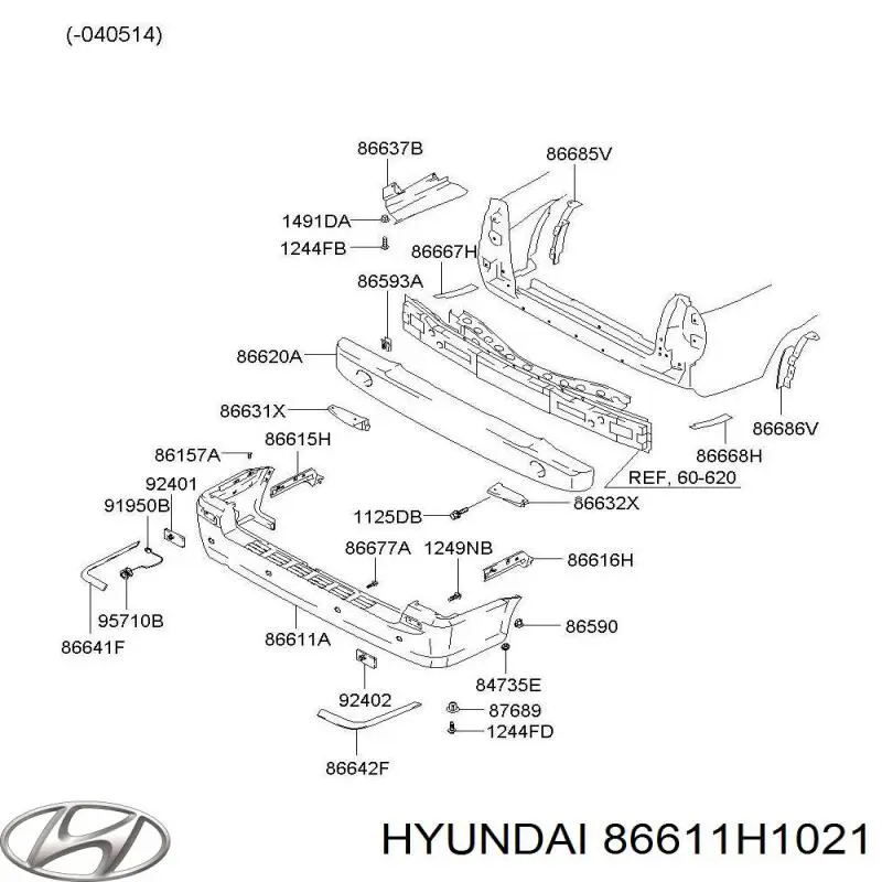 Купити 86611H1021 Hyundai/Kia Задній бампер
