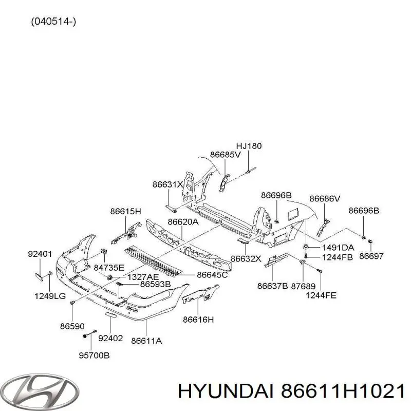 86611H1021 Hyundai/Kia Буфер (бампер) задній