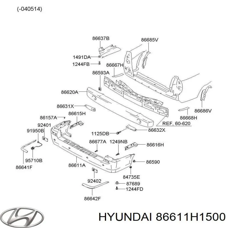 Кожух бампера заднього Hyundai/Kia 86611H1500 ціна, від 84.55 USD
