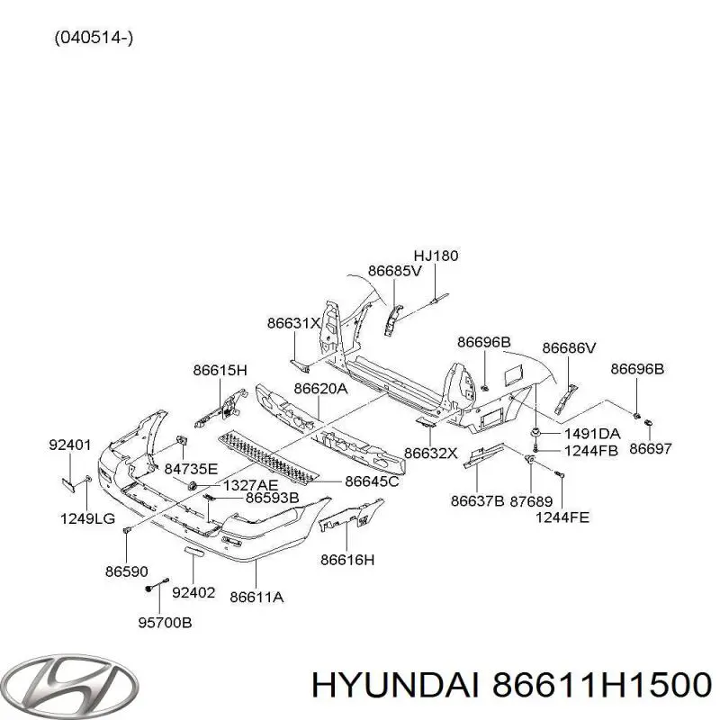 86611H1500 Hyundai/Kia Буфер (бампер) задній