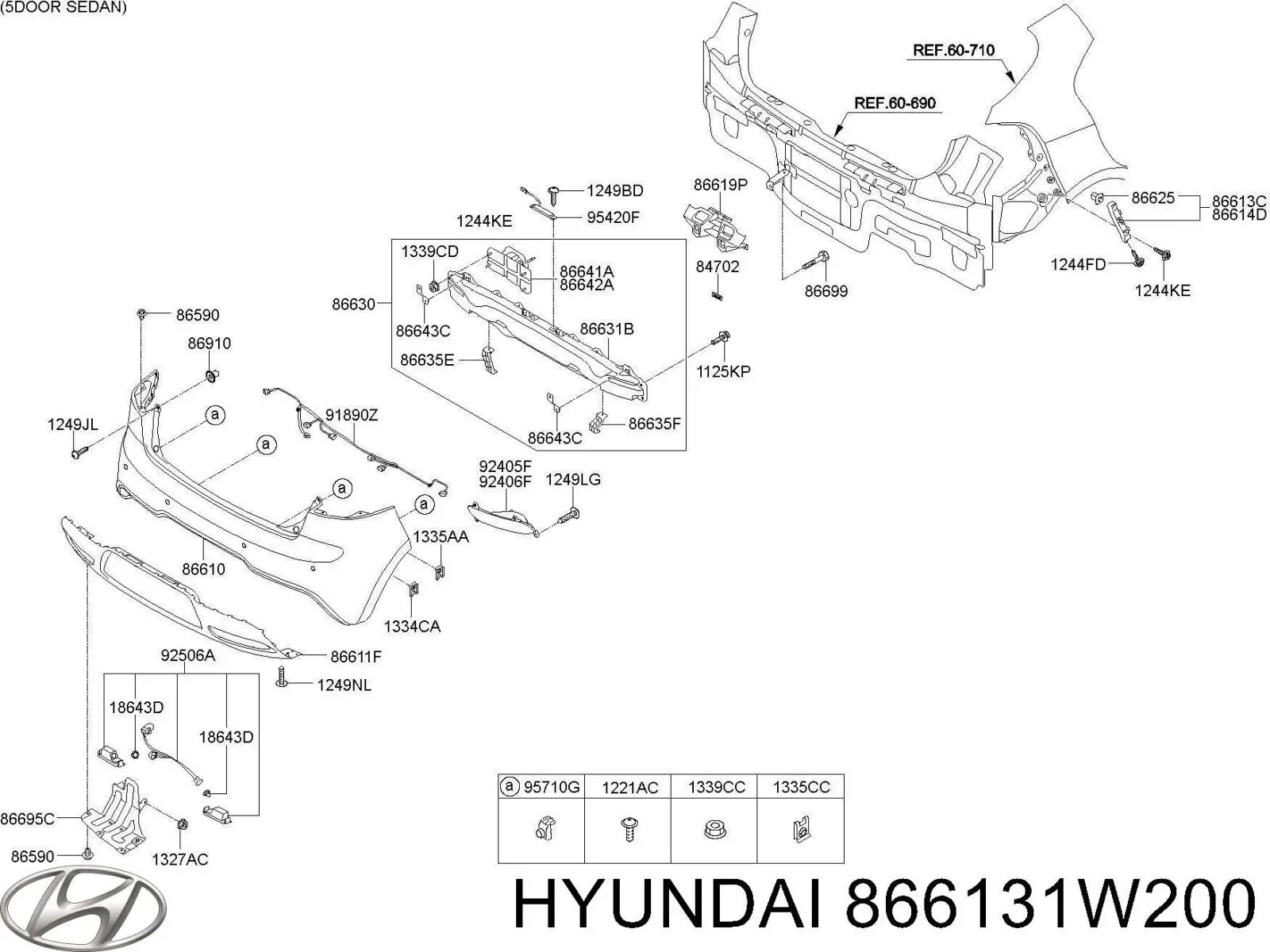 866131W200 Hyundai/Kia Лівий кронштейн заднього бампера