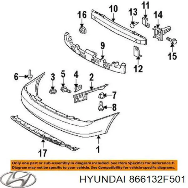 Лівий кронштейн заднього бампера Hyundai/Kia 866132F501 ціна, від 19.59 USD