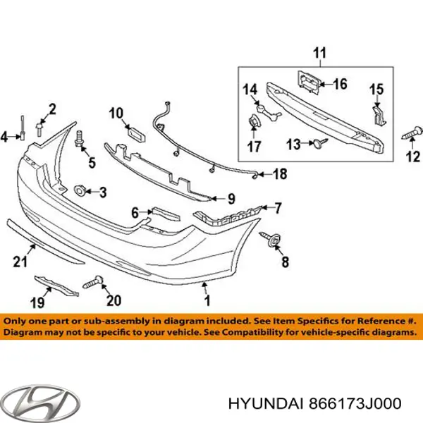 866173J000 Hyundai/Kia Кронштейн бампера заднього, правий