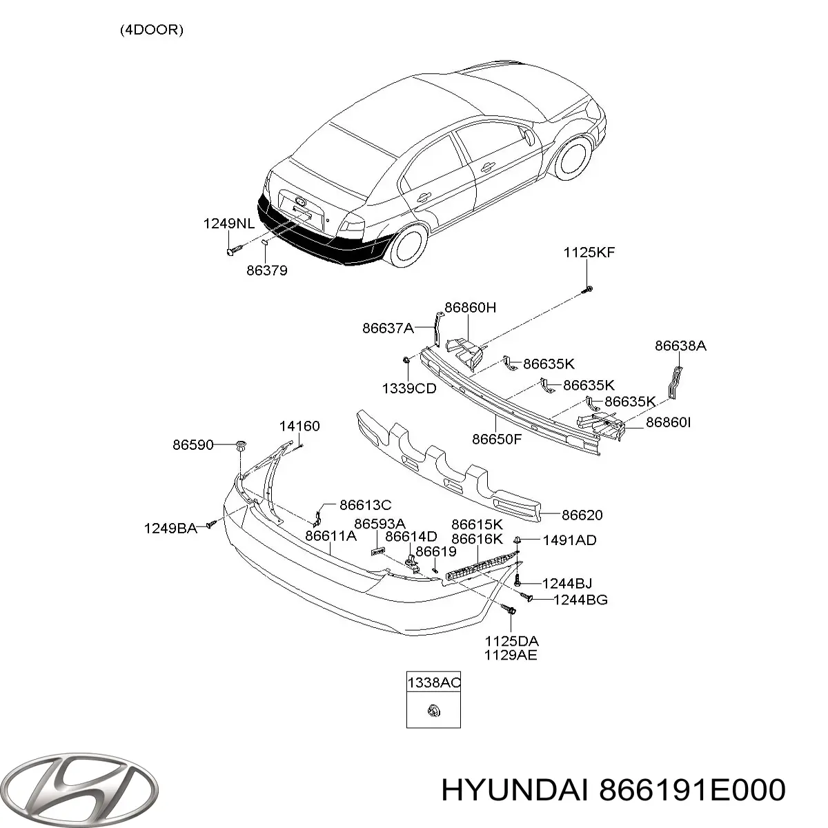 Кронштейн бампера заднього, зовнішній правий Hyundai Accent VERNA (Хендай Акцент)
