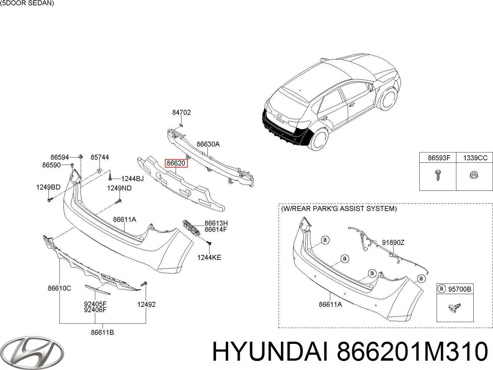 Купити 866201M310 Hyundai/Kia Абсорбер (наповнювач) бампера заднього