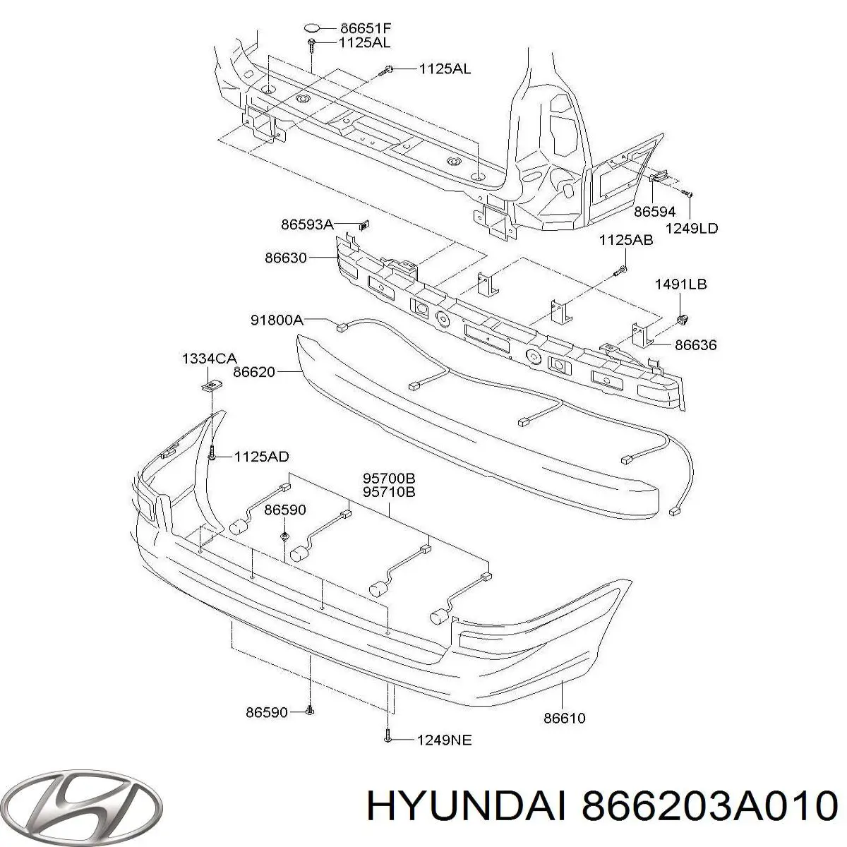 Абсорбер (наповнювач) бампера заднього Hyundai Trajet (FO) (Хендай Траджет)