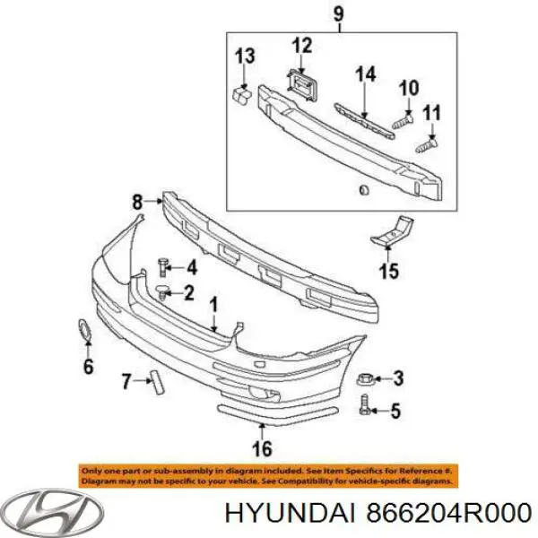 Купити 866204R000 Hyundai/Kia Абсорбер (наповнювач) бампера заднього