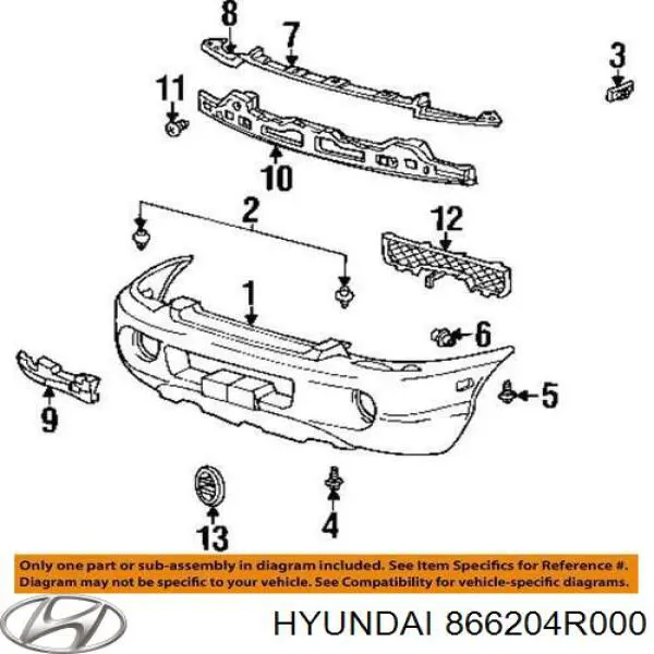 866204R000 Hyundai/Kia Абсорбер бампера заднього