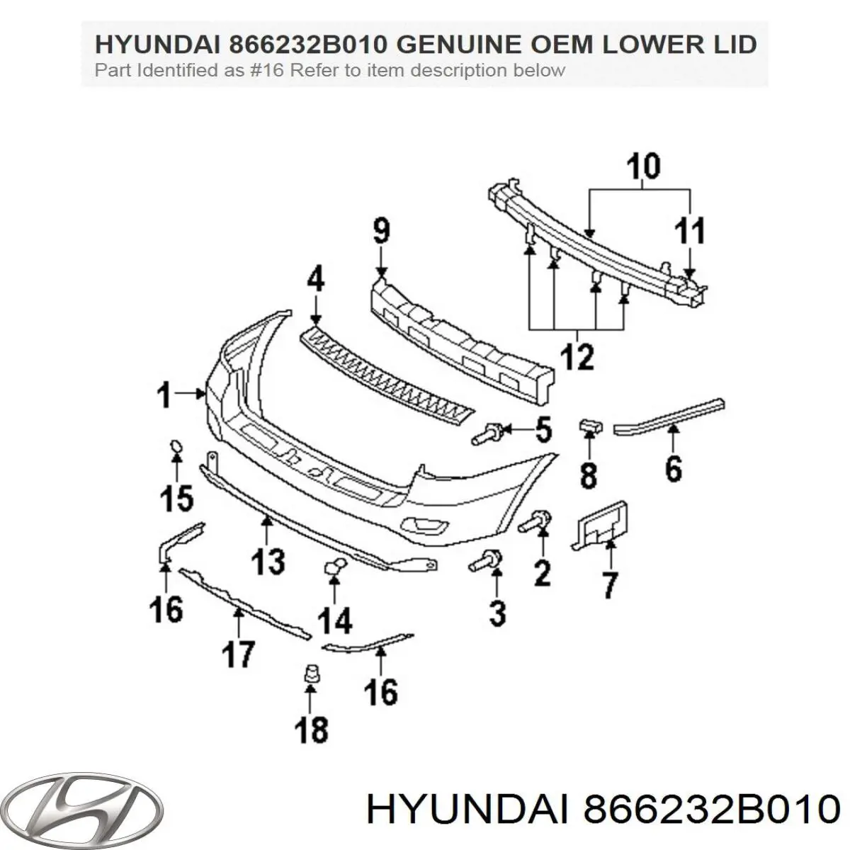 Молдинг заднього бампера, правий Hyundai Santa Fe 2 (CM) (Хендай Санта фе)