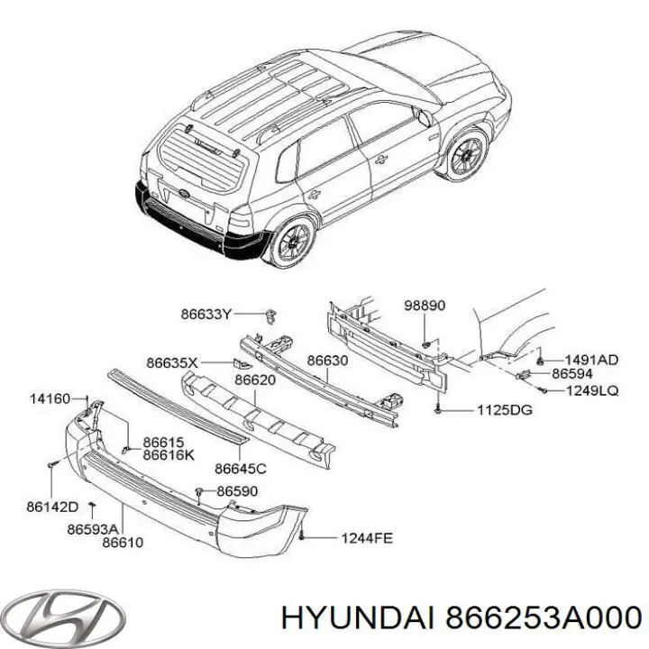 Кронштейн бампера переднього Hyundai Tucson (JM) (Хендай Таксон)