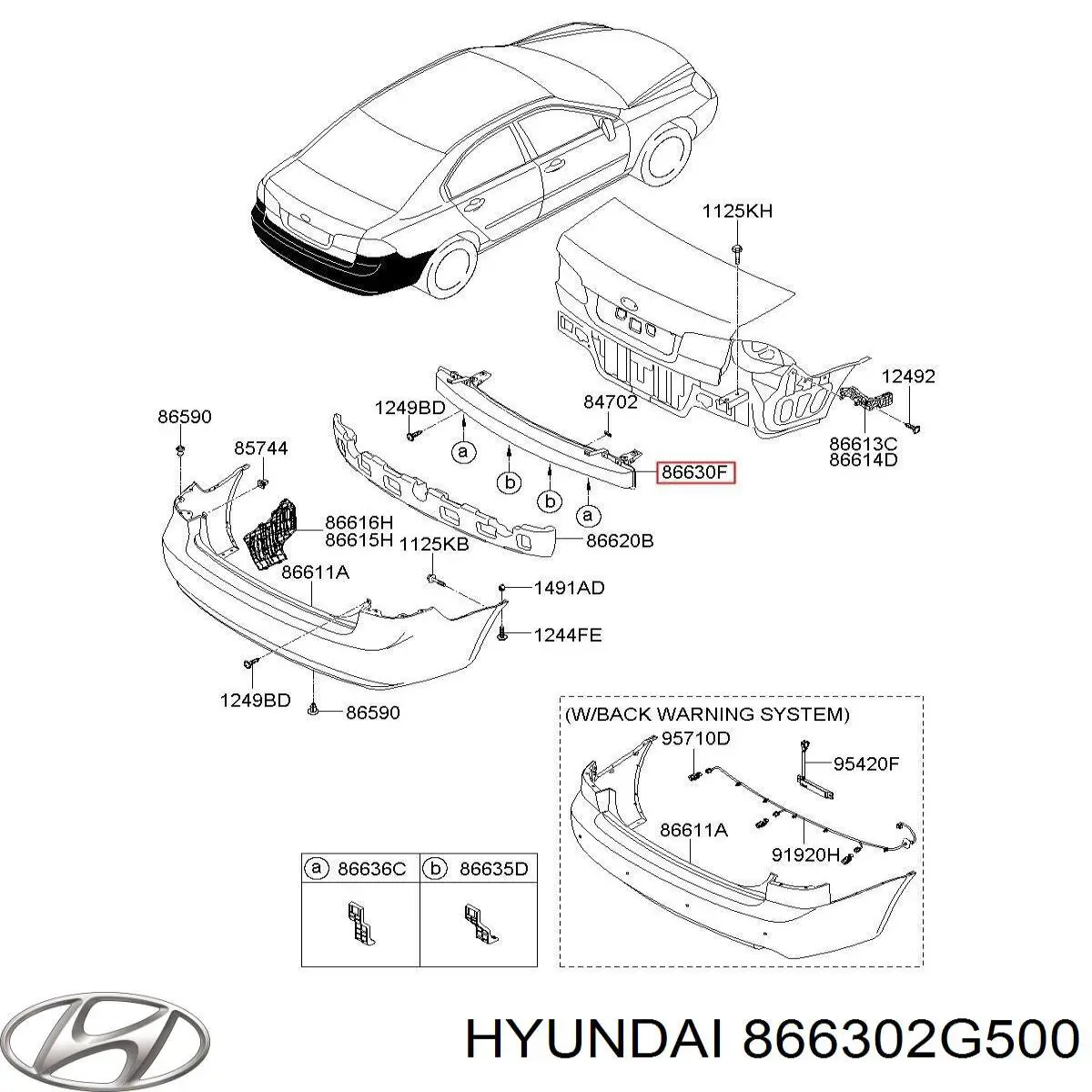 866302G500 Hyundai/Kia підсилювач бампера заднього