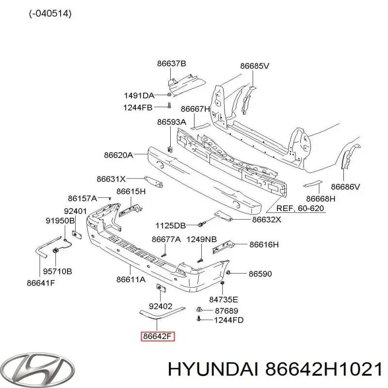 Молдинг заднього бампера, правий Hyundai/Kia 86642H1021 ціна, від 32.04 USD