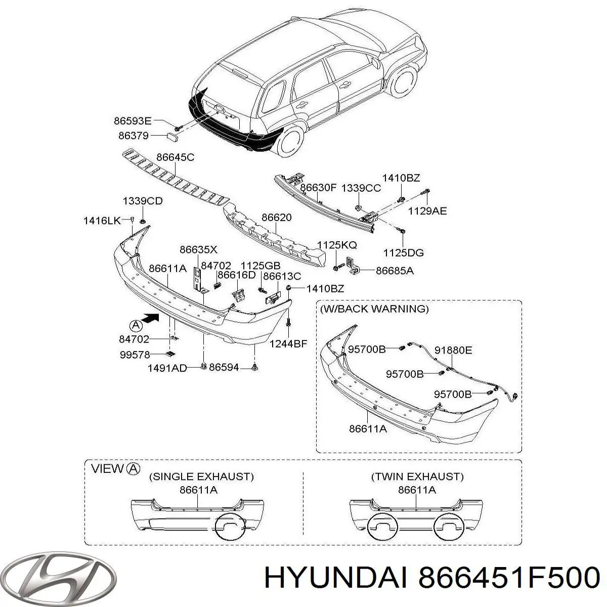Накладка бампера заднього, верхня захисна (сходинка-підніжка) Hyundai/Kia 866451F500 ціна, від 49.21 USD