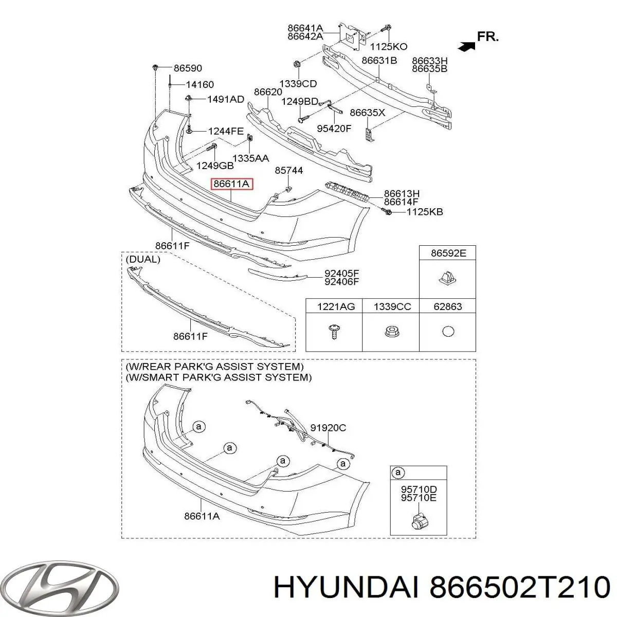 866502T210 Hyundai/Kia бампер задній