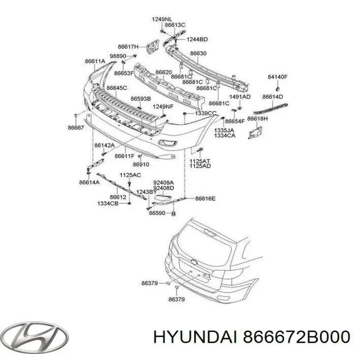 Заглушка бампера буксирувального гака, передня на Hyundai Santa Fe (CM)