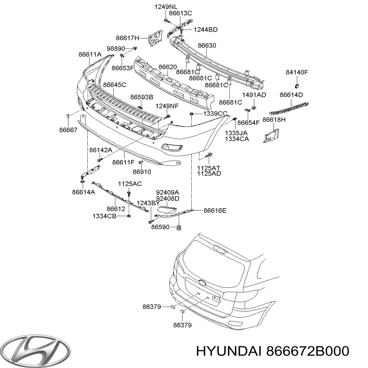 Заглушка бампера буксирувального гака, передня Hyundai/Kia 866672B000 ціна, від 23.79 USD