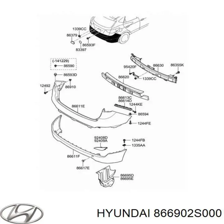 866902S000 Hyundai/Kia Бампер задній, нижня частина