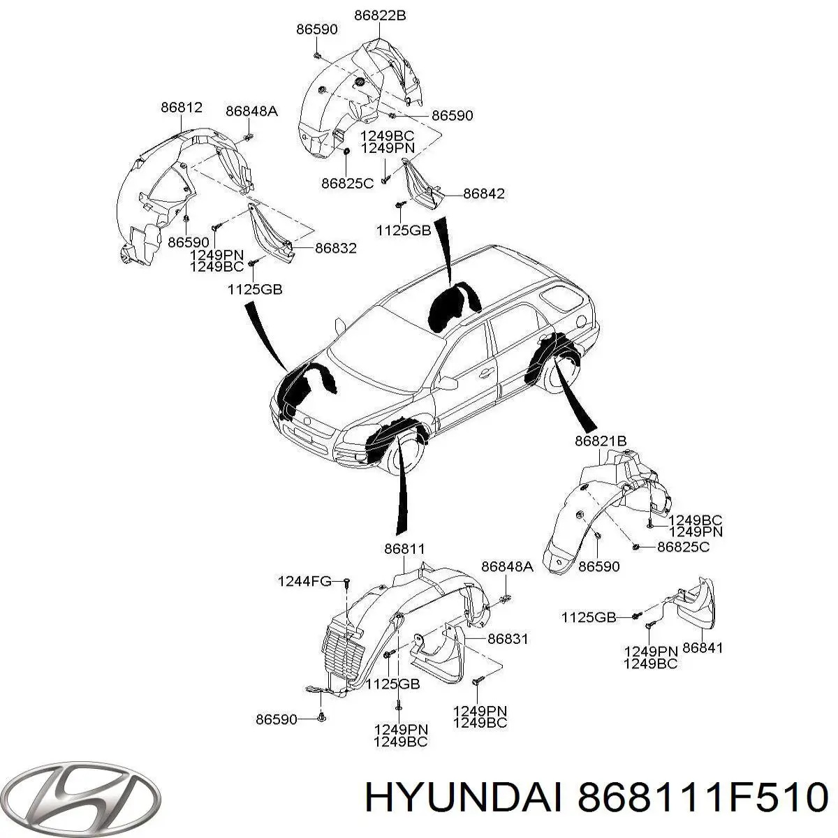 868111F510 Hyundai/Kia Підкрилок переднього крила, лівий