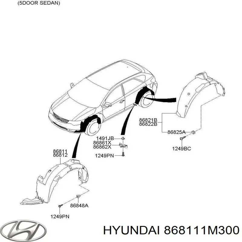 868111M300 Hyundai/Kia Підкрилок переднього крила, лівий