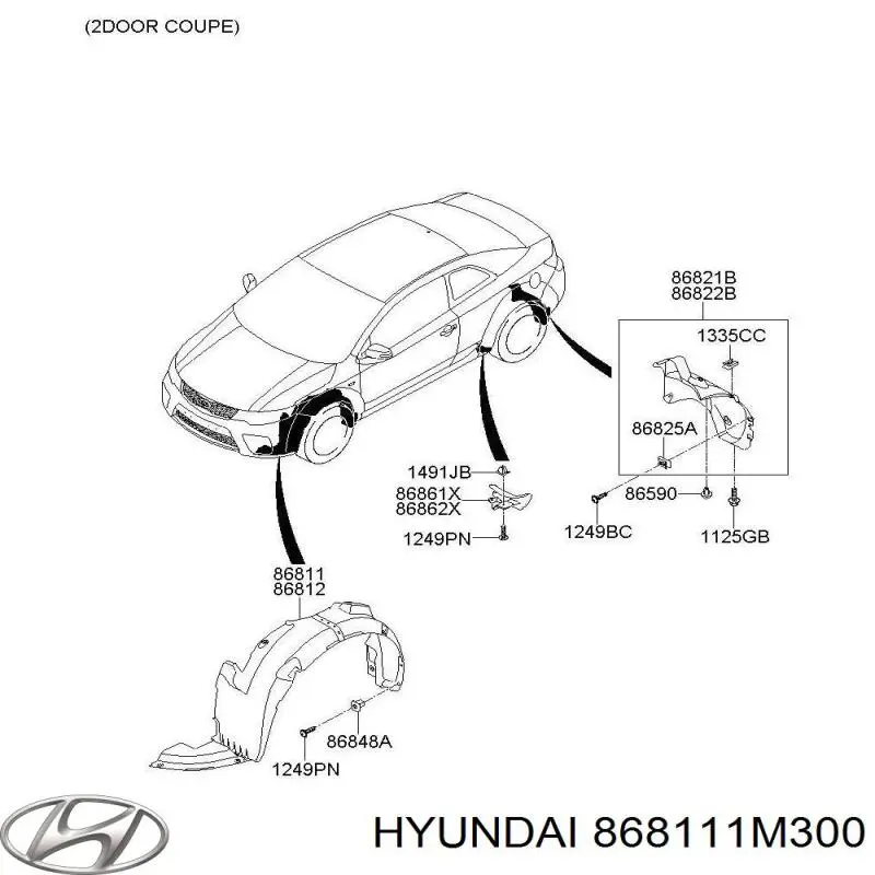 Підкрилок переднього крила, лівий Hyundai/Kia 868111M300 ціна, від 17.38 USD